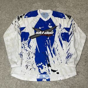 Ski-Doo Team Bombardier Racing Jersey Snowmobile Shirt Blue White Mens Size XL